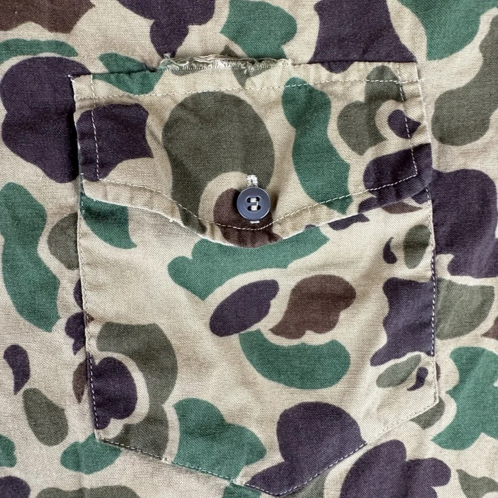 Vintage Camouflage Hunting Shirt Sz Large Camo Military Survival Frog Woodland